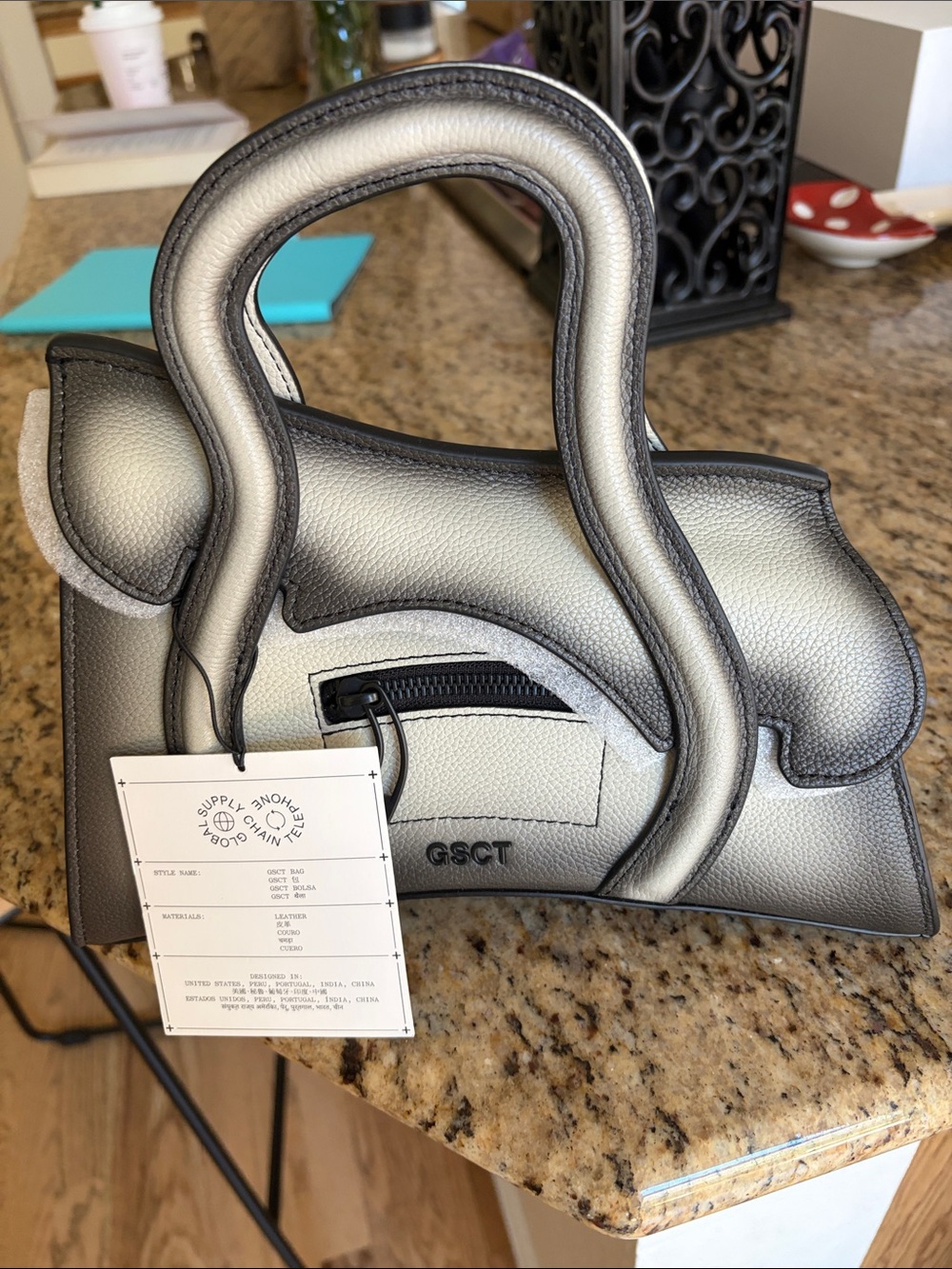 GSCT- Silver Gradient Sculptural Top-Handle Bag